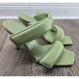 Gia Borghini GIA x Pernille Teisbaek Two Strap Padded Leather Sandals Green 37